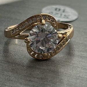 New|Size 10|18k Gold Filled Swirl Halo Ring |AAA CZ Stones